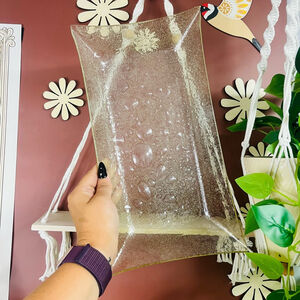 Vintage Recycled Pressed Bubble Glass Tray Rectangle Light‎ Green 14”